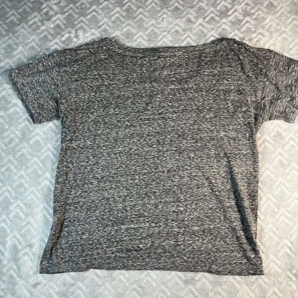 J. Crew Women SZ Med Heather Gray Short Sleeve Crew Neck Pocket French Terry Top